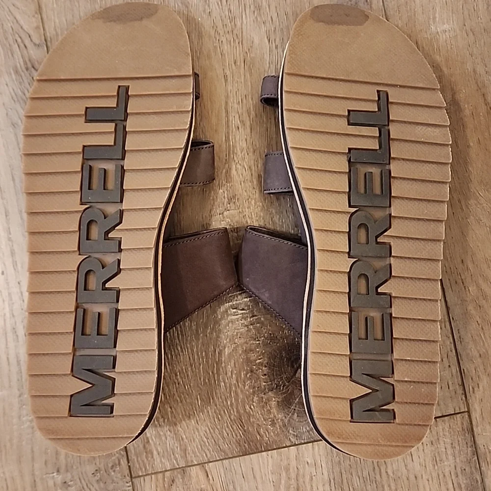 Merrell Juno Buckle Slide Sandal Espresso Toe Loop Leather Women's size 10